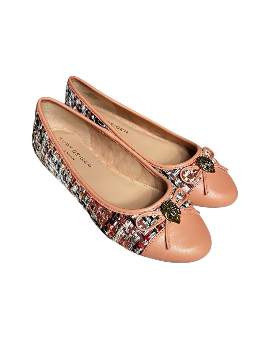 🌻NEW w/box Kurt Geiger London Esme Ballet Flats Pink Comb Tweed Embellished 9.5